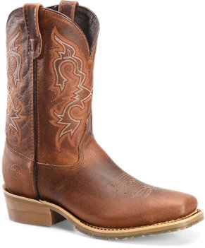 Light Brown Double H Boot  11” Domestic Wide Square Toe Work Western 